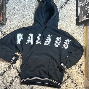 PALACE Navy Hoodie light blue lettering